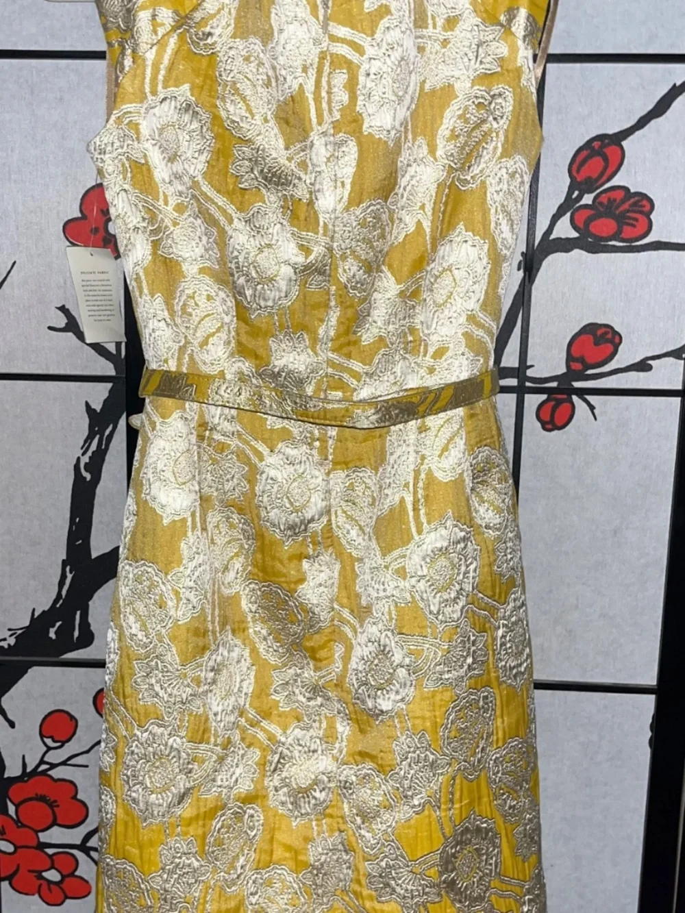Vintage Kate Spade NY Yellow Floral Jacquard Brocade Josie Dress NWT Size 4